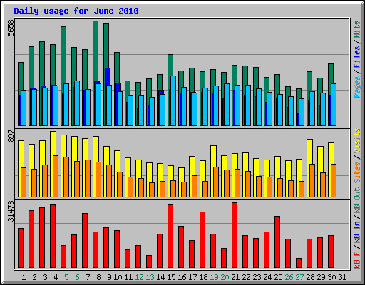 Daily usage for June 2010