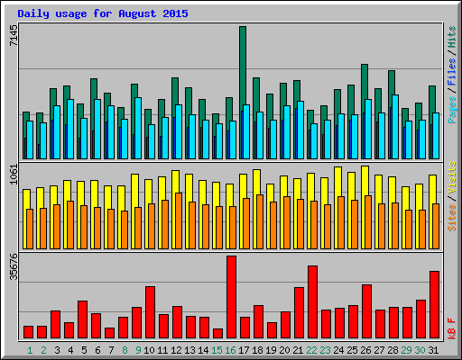 Daily usage for August 2015