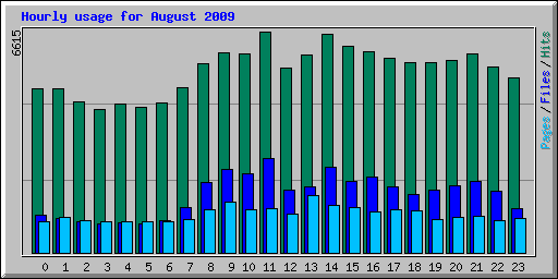 Hourly usage for August 2009