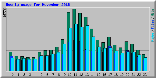 Hourly usage for November 2016